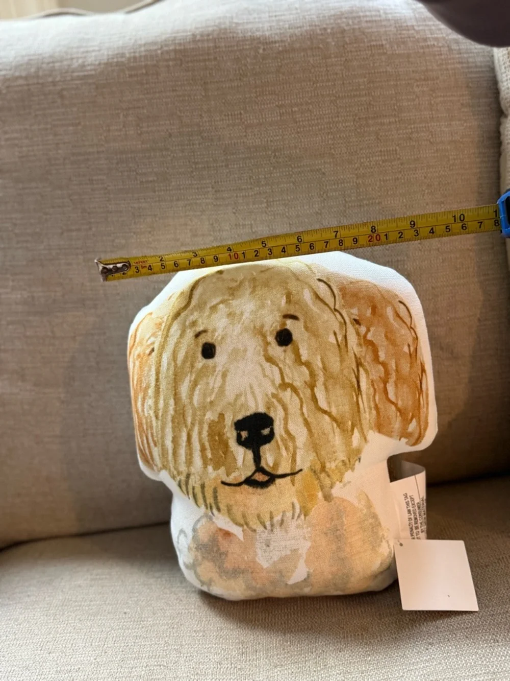 NWT Doodle Dog Face Decorative Pillow - Cream & Tan